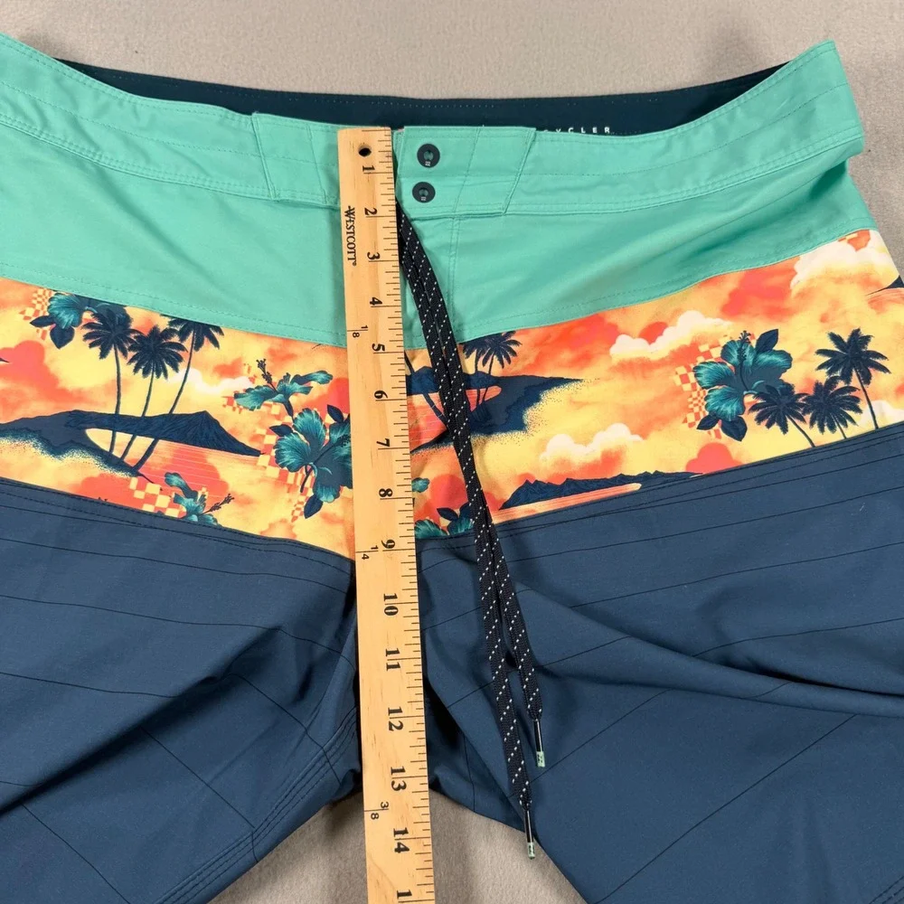 Billabong Recycler Tribong Pro Board Shorts Mens 36 Blue Green Tropical Sunset